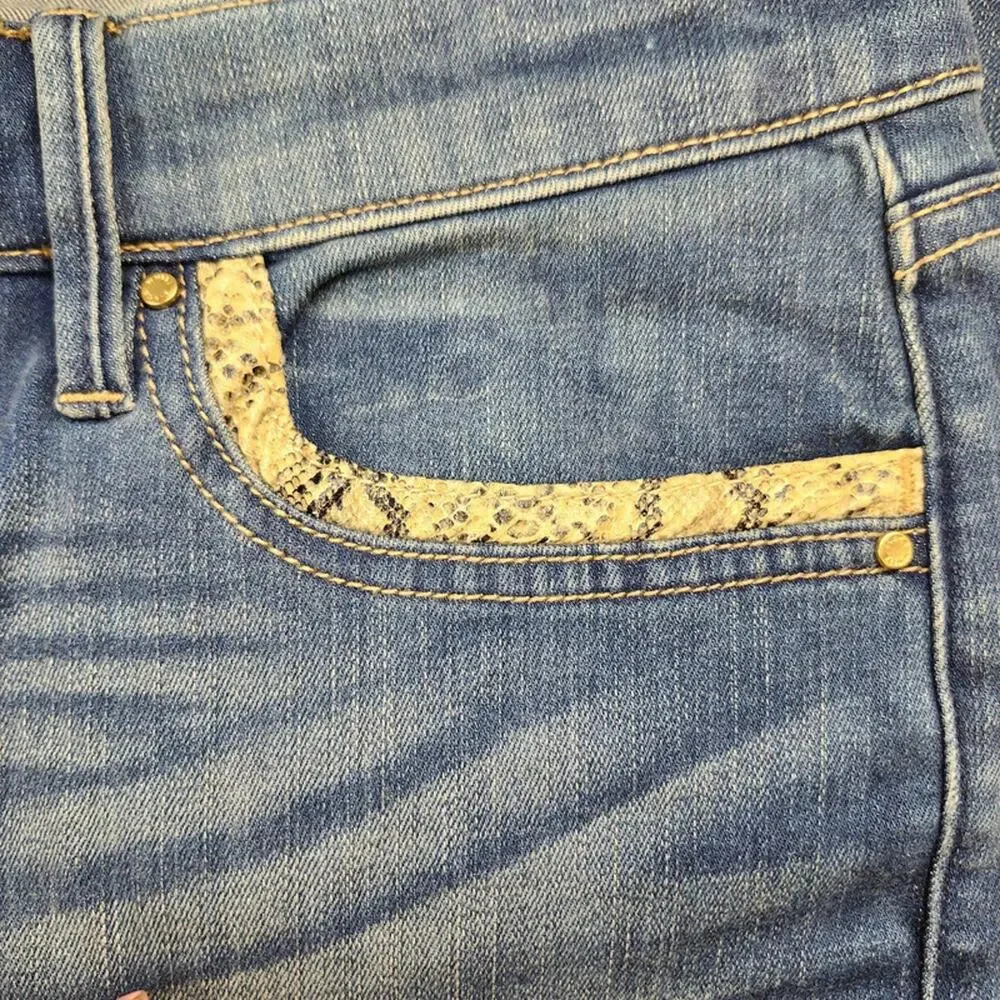 WHBM The Skinny Jeans Sz 6 or 28x28.5 Snakeskin Trim Ankle